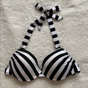 Mossimo Black + White Striped Bikini Top